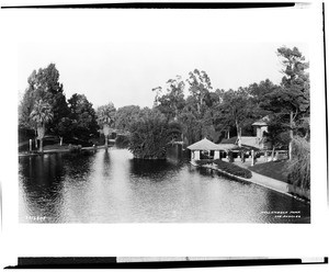 View of Hollenbeck Park looking over the lake, ca.1924