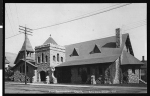 Exterior view of the First Presbyterian Church in San Luis Obispo, ca.1900