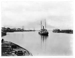 Wilmington Transportation Company's steamboat "Falcon" in San Pedro, Los Angeles, ca.1905