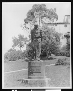 Statue of Father Junipero Serra on Presidio Hill in San Diego, ca.1880