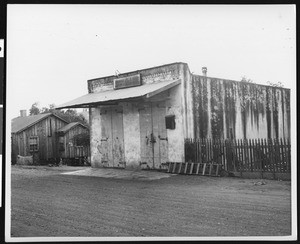 Exterior view of Hornitos Lodge Number 98, Free and Accepted Masons Masonic Lodge in Hornitos, Mariposa County, ca.1930