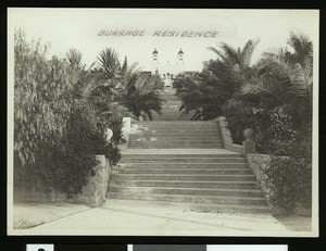 Staircase leading to the Burrage residence in Redlands, ca.1900