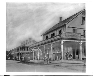 Ocean front Santa Monica Hotel opposite the Pacific Electric Railway Depot, ca.1885