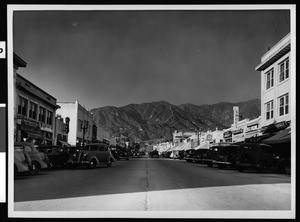 Major shopping street in Monrovia, ca.1940