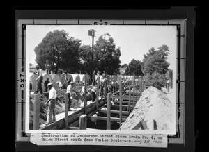 Construction of Jefferson Street Storm Drain Number Four on Union Street, looking south from Venice Boulevard, July 25, 1934