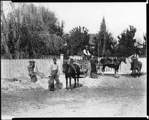 Portrait of family members at the Haas Ranch, Los Angeles, 1873