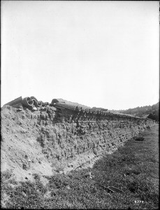 Ruins of an adobe wall at Mission San Antonio de Padua, California, ca.1906