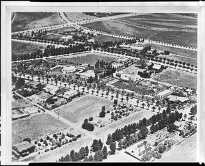 Aerial view of Beverly Hills, with Sunset Boulevard in the background, ca.1918