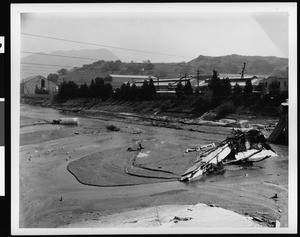 Overflowing drainage ditch caused by flooding, 1938