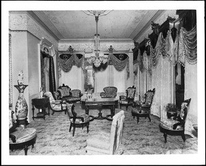 View of the back parlor in the home of Mrs. Arcadia Bandini de Baker