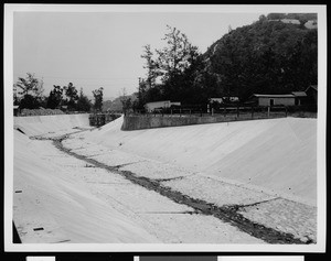 Arroyo Seco Channel north of Avenue 52 at beginning of work on Arroyo Seco Parkway, ca.1940