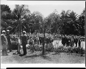 Members of the Sunset Club at a memorial service, ca.1915