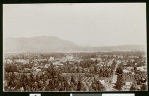 View of Riverside, showing a mountain ridge at left with the city below 1900-1920