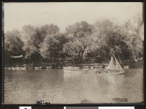 Men boating on the Russian River in Healdsburg