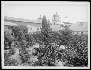 Mission Santa Barbara, showing holy garden, California, 1898