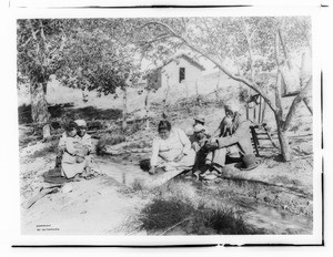 Indians washing in hot springs, Agua Caliente, ca.1900