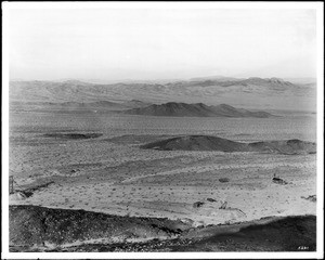 Scenic view of the Mojave Desert and Providence Mountain from Bagdad Mine (the Chase Mill Site), Riverside, ca.1903