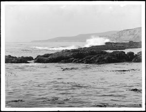 View of the breakers on the rocks at Point Fermin, San Pedro, ca.1890