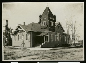 Front exterior of the Presbyterian Church (?), Anaheim, ca.1903