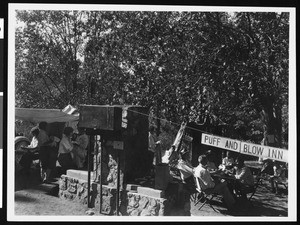 Campers playing cards at Big Pines, ca.1920