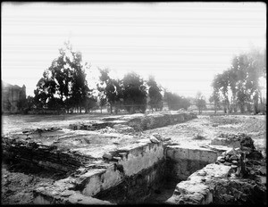 Ancient ovens used by the Indians behind the church of Mission San Gabriel, California, ca.1908