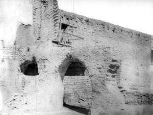 Side view of the church at the pueblo of Isleta, New Mexico, ca.1898