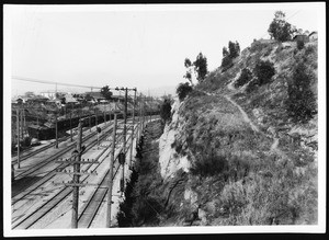 View northeast in route of the proposed Ramona Boulevard from Macy Street Bridge, November 15, 1933