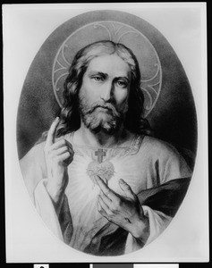 "The Sacred Heart of Jesus", a painting by Massard depicting Jesus Christ in iconic portrait