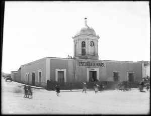 Exterior view of a girls' school in Mexico, ca.1900