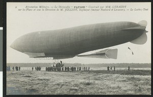 View of the airship "Patrie" on a French postcard, ca.1907