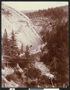 View of rounded mountainsides on the upper San Joaquin River