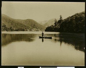 Men fishing on Blue Lakes, ca.1910