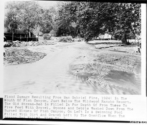 Flood damage resulting from San Gabriel fire, 1924