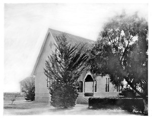 Exterior of the First Presbyterian Church in Pasadena, ca.1875