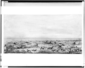 Lithograph by George Baker depicting San Diego and its bay, ca.1878