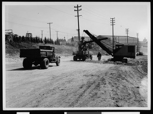 Heavy machinery during Department of Public Works road construction