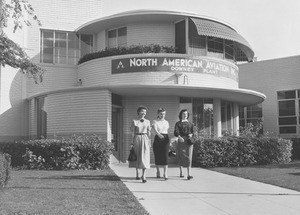 Female workers leaving the North American Aviation plant in Downey, September 1950
