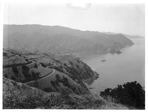 General view of Avalon taken from the south from Stage Road above Lover's Cove, Santa Catalina Island