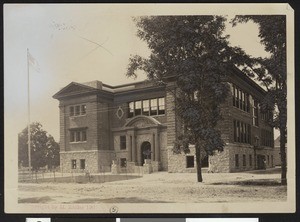 Exterior view of a grammar school in Healdsburg, ca.1900