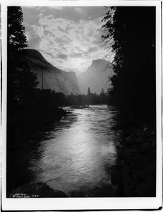 Moonlight on the Merced River in Yosemite National Park, California, ca.1900-1902