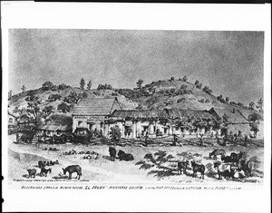 Drawing by Edward Vischer depicting the El Jolon Stage Station in Monterey County, June 26, 1875