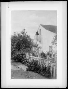 Ramona on a rear balcony at Camulos Ranch, California, 1901