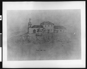 Drawing of Mission Assistencia, ca.1780