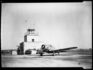 Army airplane near a control center