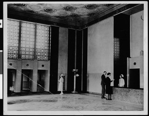 Interior view of the main lobby of Los Angeles County General Hospital