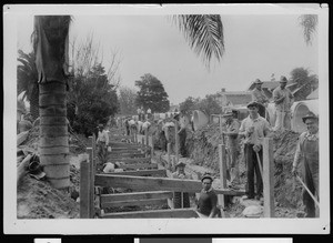 Slauson Avenue storm drain construction, Fourth Avenue north from 48th Street, 1930-1939