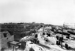 Panoramic view of Front Street in the Port of Los Angeles, Los Angeles, ca.1905