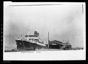 Docked ship at an unidentified harbor in Yokohama, Japan