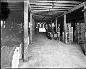 Interior of a storage house for olive oil, ca.1900