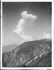 Mount Lowe area fire, from the range behind it, ca.1915